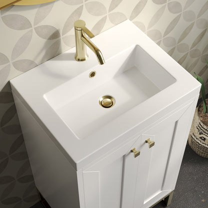 James Martin - Chianti 20" Single Vanity, Glossy White, Champagne Brass, w/ White Glossy Composite Stone Top - 533V20GWCBWG view 13