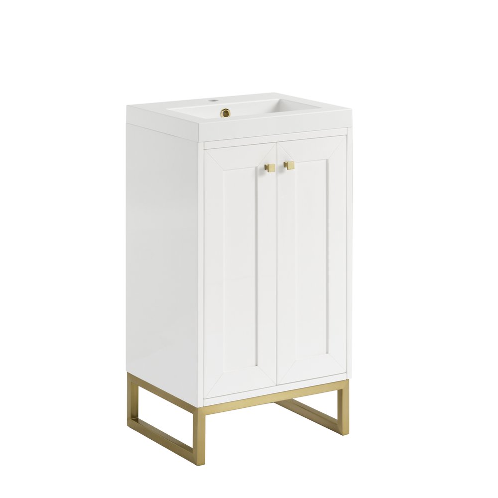 James Martin - Chianti 20" Single Vanity, Glossy White, Champagne Brass, w/ White Glossy Composite Stone Top - 533V20GWCBWG view 19