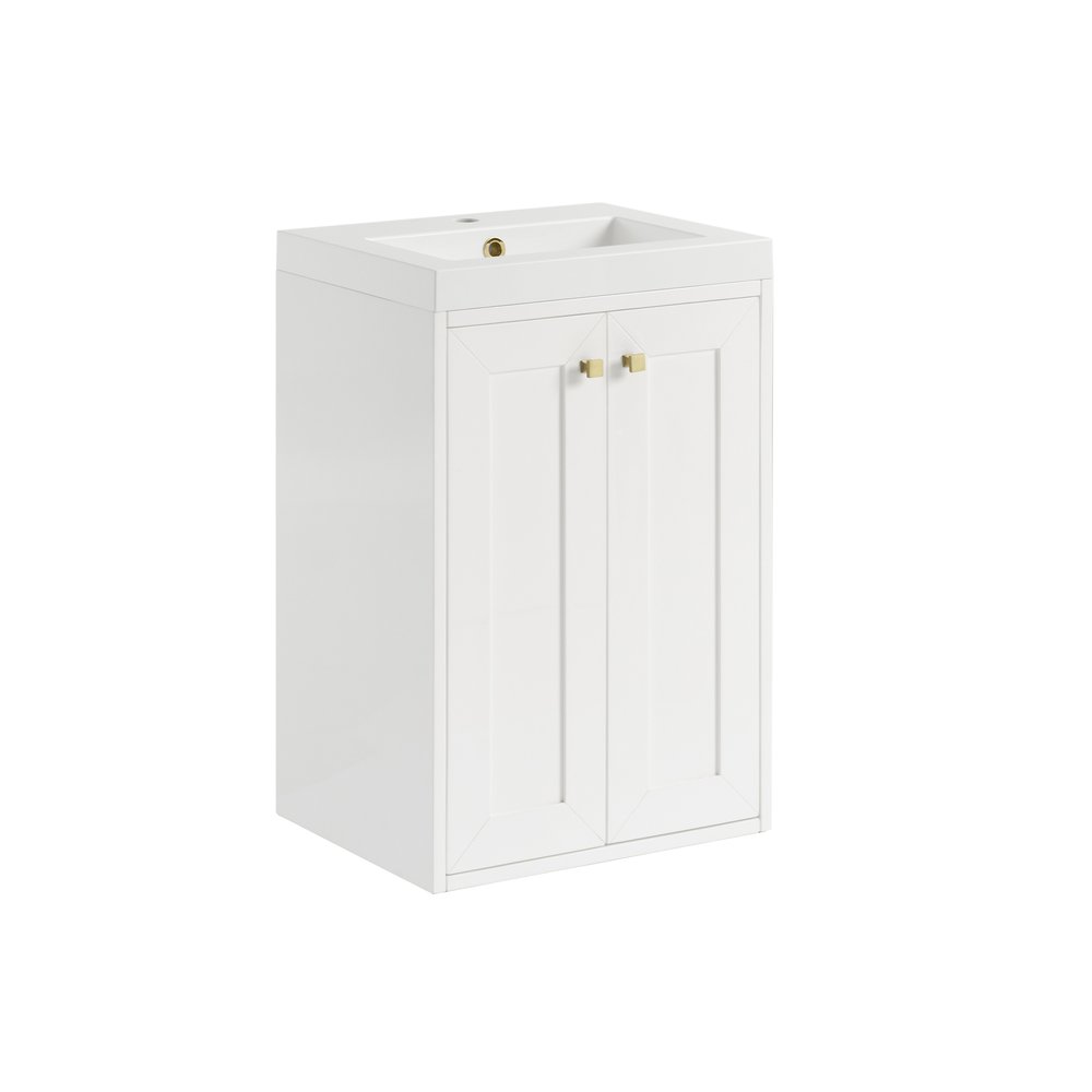 James Martin - Chianti 20" Single Vanity, Glossy White, Champagne Brass, w/ White Glossy Composite Stone Top - 533V20GWCBWG view 20