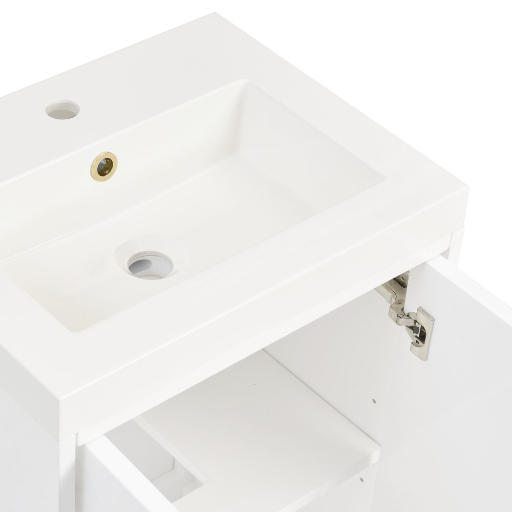 James Martin - Chianti 20" Single Vanity, Glossy White, Champagne Brass, w/ White Glossy Composite Stone Top - 533V20GWCBWG view 21
