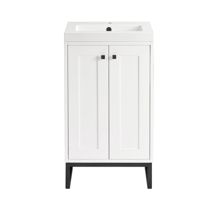 James Martin - Chianti 20" Single Vanity, Glossy White, Matte Black, w/ White Glossy Composite Stone Top - 533V20GWMBKWG view 1