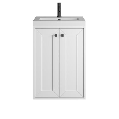 James Martin - Chianti 20" Single Vanity, Glossy White, Matte Black, w/ White Glossy Composite Stone Top - 533V20GWMBKWG view 3