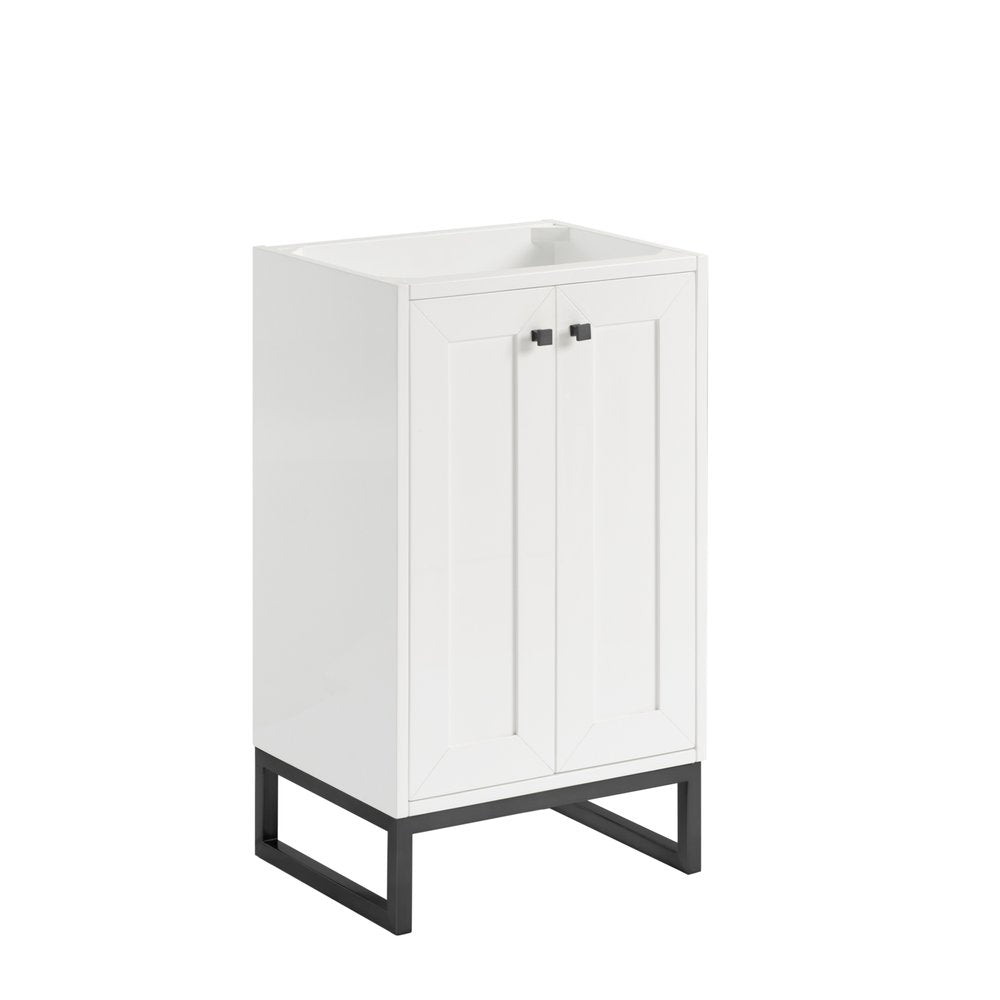 James Martin - Chianti 20" Single Vanity, Glossy White, Matte Black, w/ White Glossy Composite Stone Top - 533V20GWMBKWG view 5