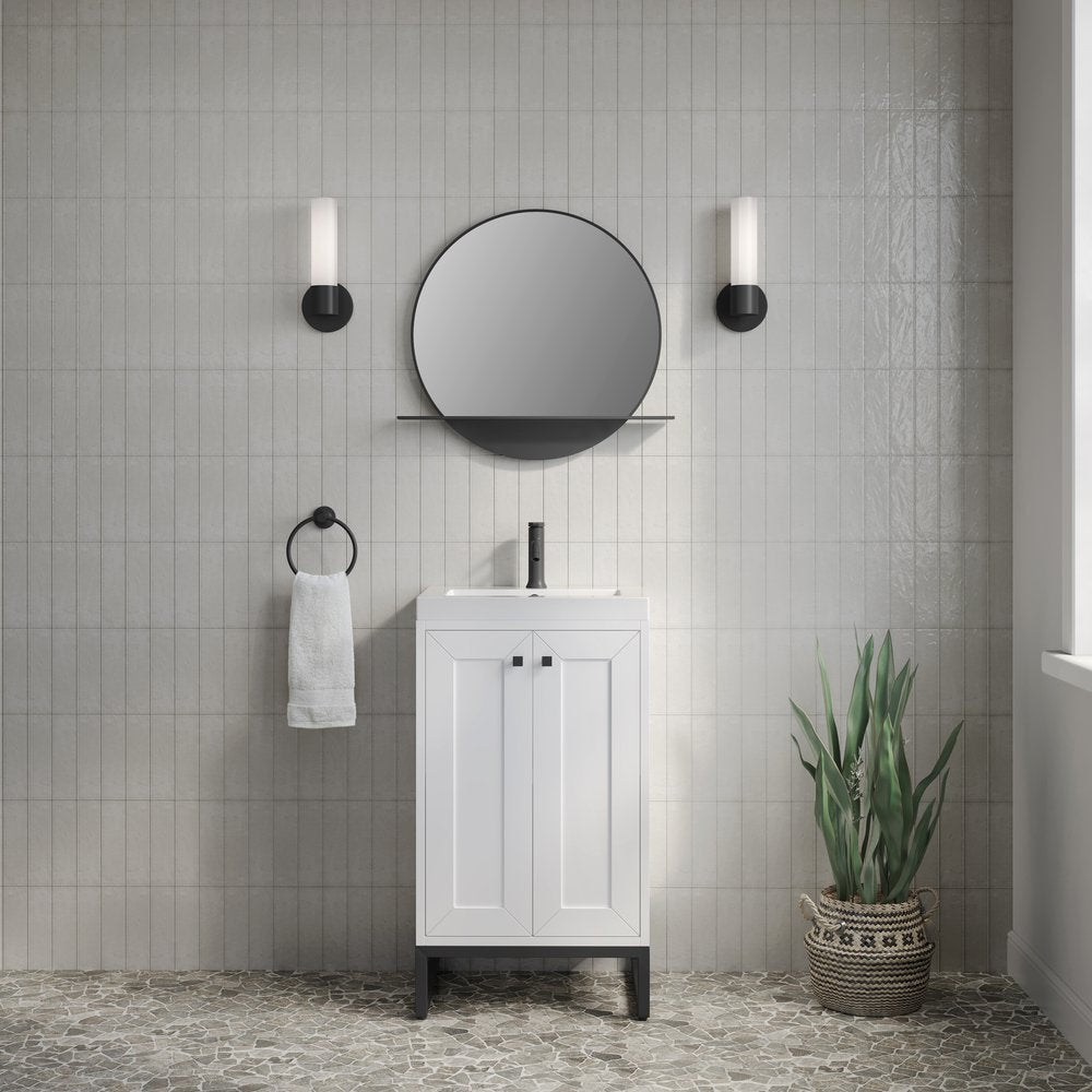 James Martin - Chianti 20" Single Vanity, Glossy White, Matte Black, w/ White Glossy Composite Stone Top - 533V20GWMBKWG view 7