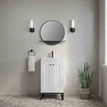 James Martin - Chianti 20" Single Vanity, Glossy White, Matte Black, w/ White Glossy Composite Stone Top - 533V20GWMBKWG view 7