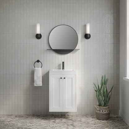 James Martin - Chianti 20" Single Vanity, Glossy White, Matte Black, w/ White Glossy Composite Stone Top - 533V20GWMBKWG view 8