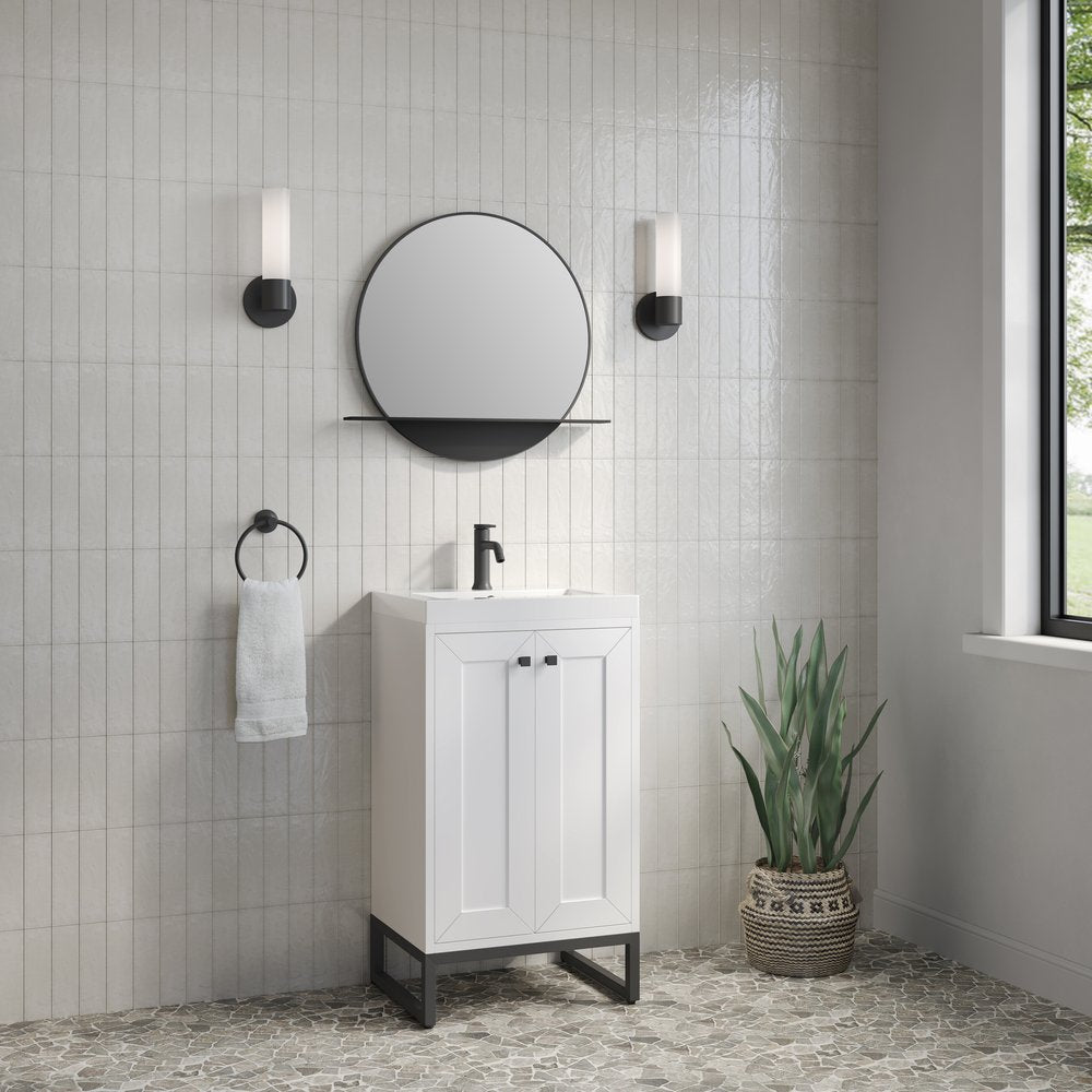 James Martin - Chianti 20" Single Vanity, Glossy White, Matte Black, w/ White Glossy Composite Stone Top - 533V20GWMBKWG view 9