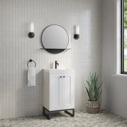 James Martin - Chianti 20" Single Vanity, Glossy White, Matte Black, w/ White Glossy Composite Stone Top - 533V20GWMBKWG view 9