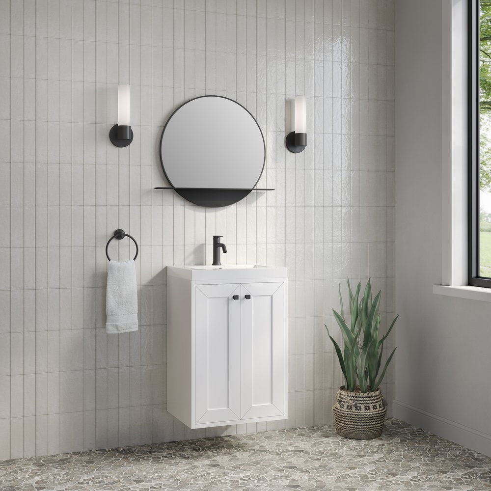 James Martin - Chianti 20" Single Vanity, Glossy White, Matte Black, w/ White Glossy Composite Stone Top - 533V20GWMBKWG view 10