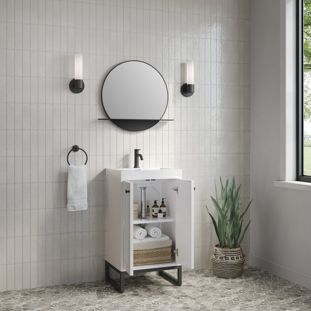 James Martin - Chianti 20" Single Vanity, Glossy White, Matte Black, w/ White Glossy Composite Stone Top - 533V20GWMBKWG view 11