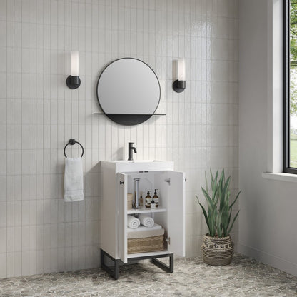 James Martin - Chianti 20" Single Vanity, Glossy White, Matte Black, w/ White Glossy Composite Stone Top - 533V20GWMBKWG view 11