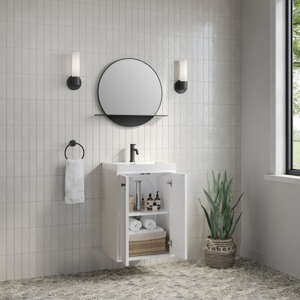 James Martin - Chianti 20" Single Vanity, Glossy White, Matte Black, w/ White Glossy Composite Stone Top - 533V20GWMBKWG view 12