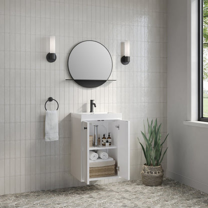 James Martin - Chianti 20" Single Vanity, Glossy White, Matte Black, w/ White Glossy Composite Stone Top - 533V20GWMBKWG view 12