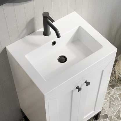James Martin - Chianti 20" Single Vanity, Glossy White, Matte Black, w/ White Glossy Composite Stone Top - 533V20GWMBKWG view 14