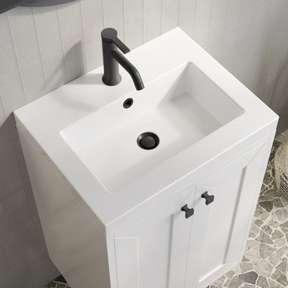 James Martin - Chianti 20" Single Vanity, Glossy White, Matte Black, w/ White Glossy Composite Stone Top - 533V20GWMBKWG view 15