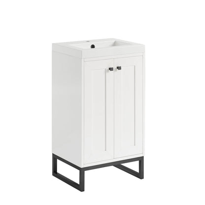 James Martin - Chianti 20" Single Vanity, Glossy White, Matte Black, w/ White Glossy Composite Stone Top - 533V20GWMBKWG view 20