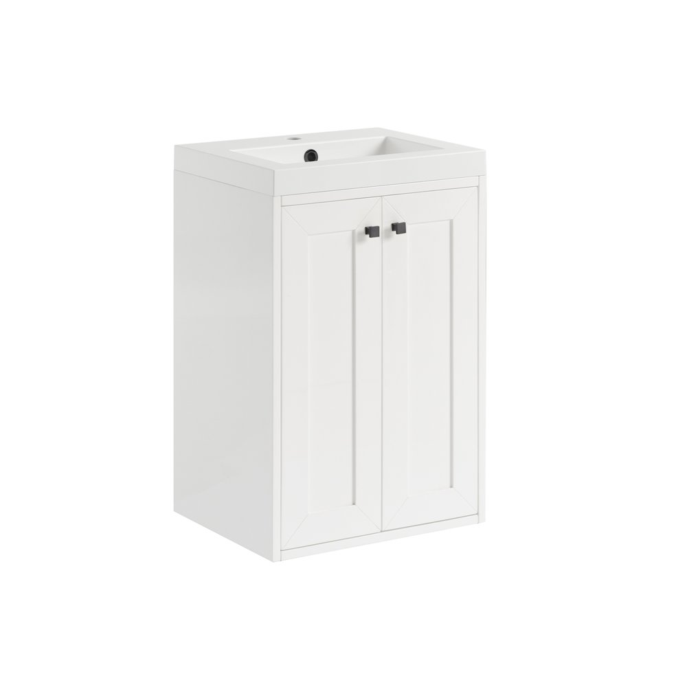 James Martin - Chianti 20" Single Vanity, Glossy White, Matte Black, w/ White Glossy Composite Stone Top - 533V20GWMBKWG view 21