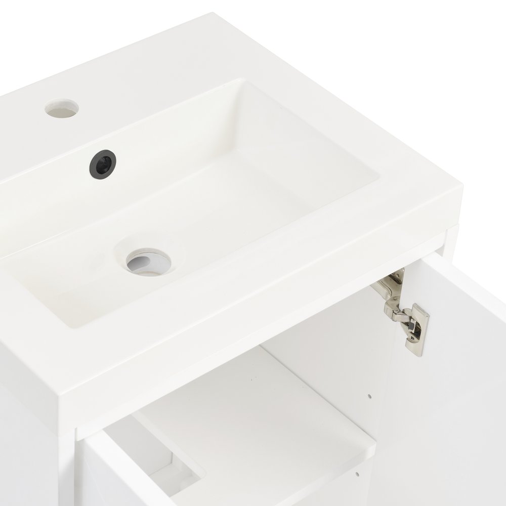 James Martin - Chianti 20" Single Vanity, Glossy White, Matte Black, w/ White Glossy Composite Stone Top - 533V20GWMBKWG view 22