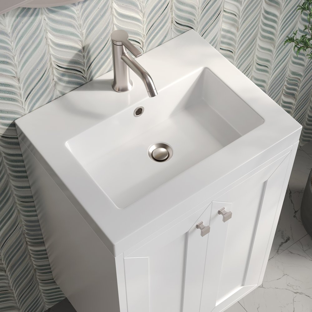 James Martin - Chianti 20" Single Vanity, Glossy White w/ White Glossy Composite Stone Top - 533V20GWWG view 8