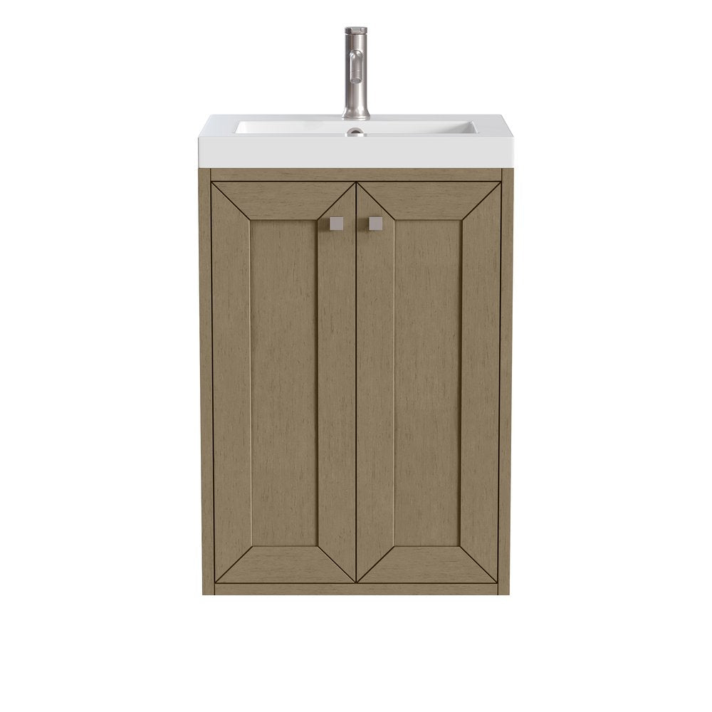 James Martin - Chianti 20" Single Vanity, Walnut Whisper, Brushed Nickel, w/ White Glossy Composite Stone Top - 533V20WLWBNKWG view 2