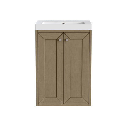 James Martin - Chianti 20" Single Vanity, Walnut Whisper, Brushed Nickel, w/ White Glossy Composite Stone Top - 533V20WLWBNKWG view 3