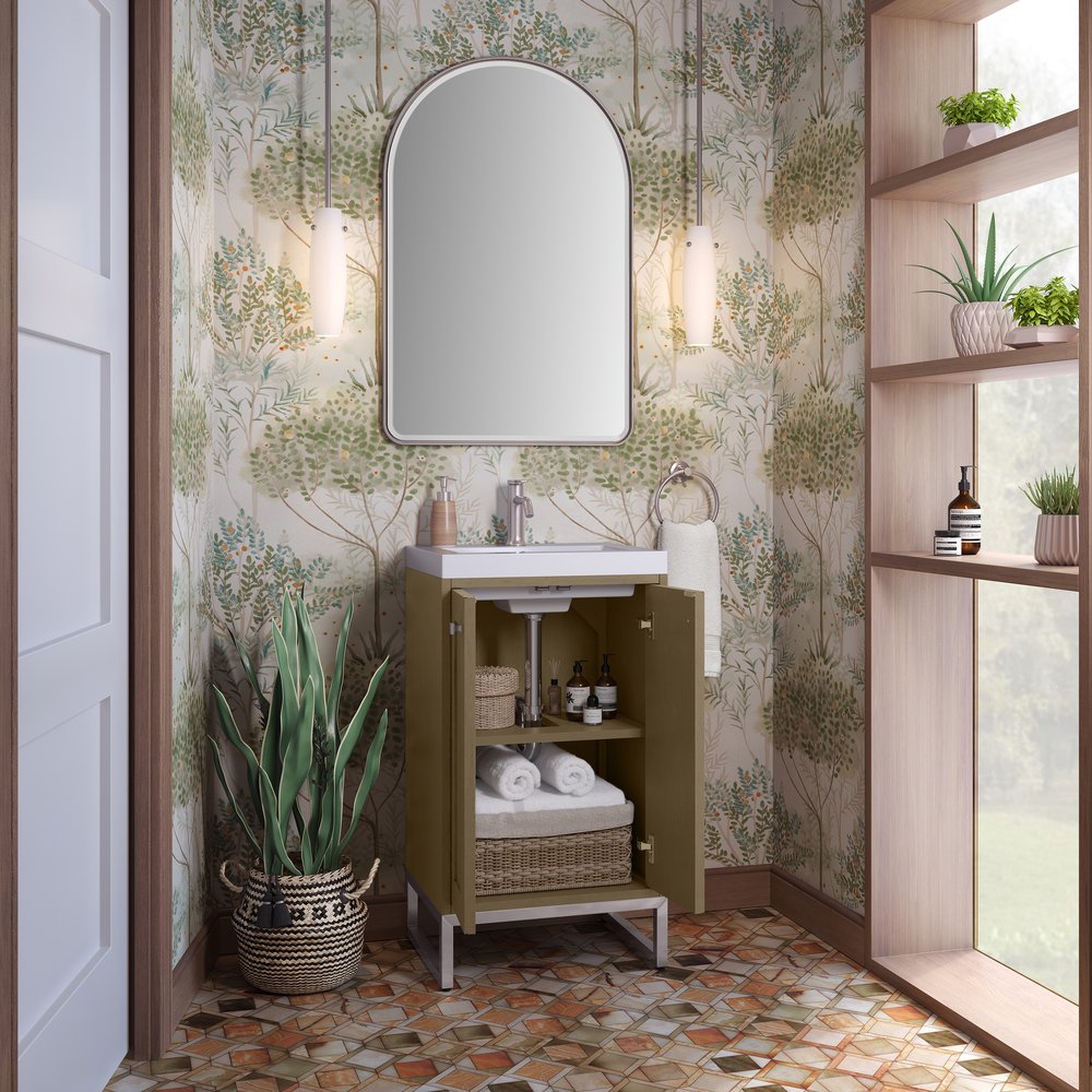 James Martin - Chianti 20" Single Vanity, Walnut Whisper, Brushed Nickel, w/ White Glossy Composite Stone Top - 533V20WLWBNKWG view 10