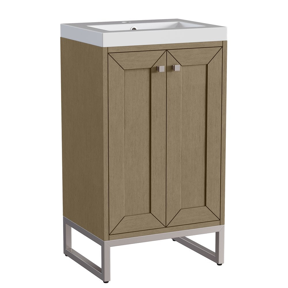 James Martin - Chianti 20" Single Vanity, Walnut Whisper, Brushed Nickel, w/ White Glossy Composite Stone Top - 533V20WLWBNKWG view 19