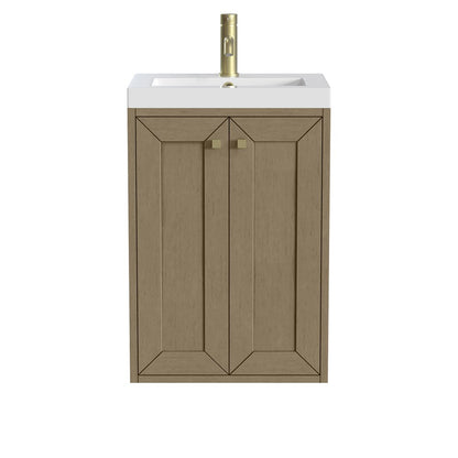 James Martin - Chianti 20" Single Vanity, Walnut Whisper, Champagne Brass, w/ White Glossy Composite Stone Top - 533V20WLWCBWG view 2