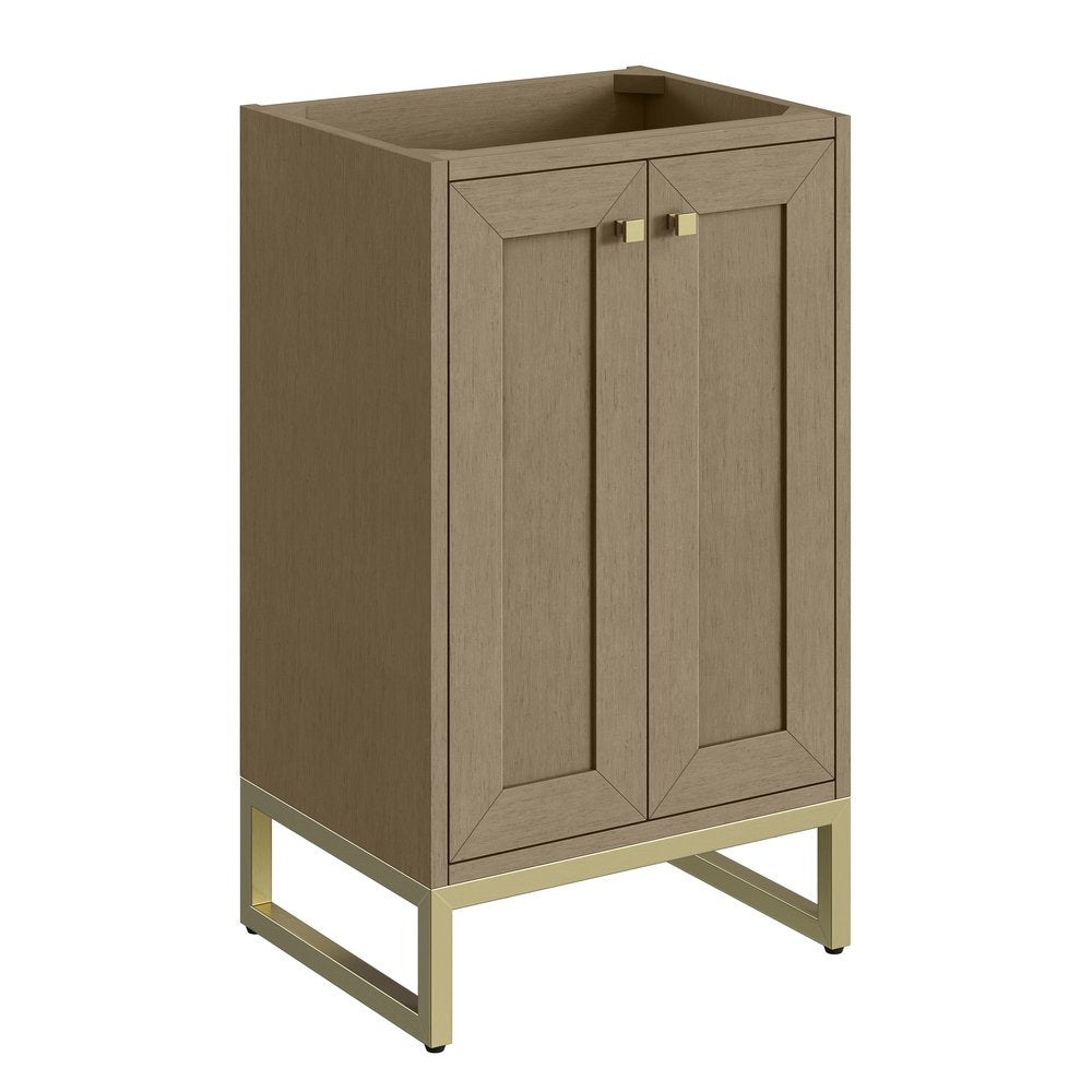 James Martin - Chianti 20" Single Vanity, Walnut Whisper, Champagne Brass, w/ White Glossy Composite Stone Top - 533V20WLWCBWG view 3