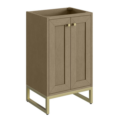 James Martin - Chianti 20" Single Vanity, Walnut Whisper, Champagne Brass, w/ White Glossy Composite Stone Top - 533V20WLWCBWG view 3