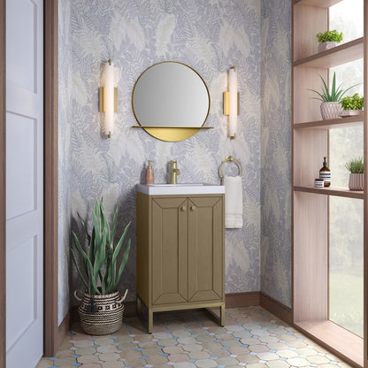 James Martin - Chianti 20" Single Vanity, Walnut Whisper, Champagne Brass, w/ White Glossy Composite Stone Top - 533V20WLWCBWG view 7
