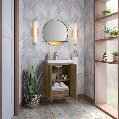 James Martin - Chianti 20" Single Vanity, Walnut Whisper, Champagne Brass, w/ White Glossy Composite Stone Top - 533V20WLWCBWG view 10