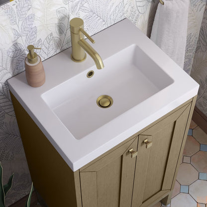 James Martin - Chianti 20" Single Vanity, Walnut Whisper, Champagne Brass, w/ White Glossy Composite Stone Top - 533V20WLWCBWG view 12