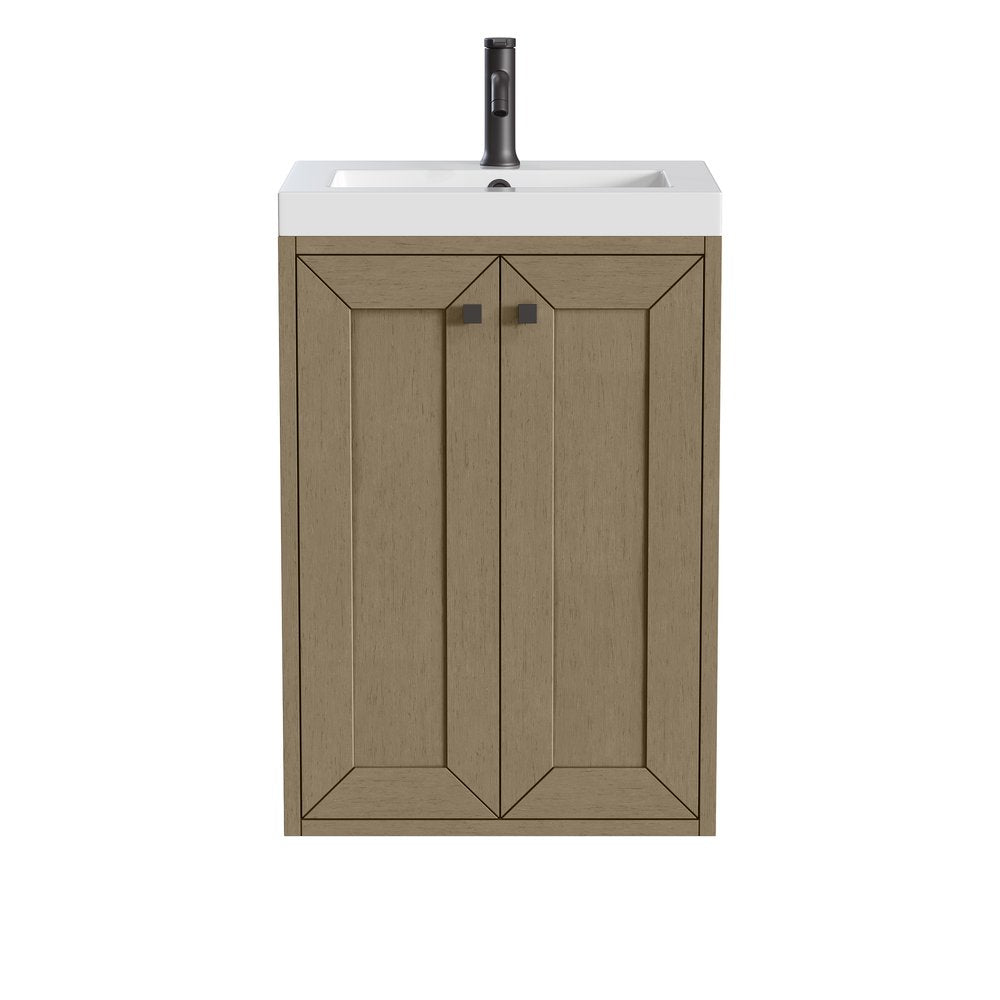 James Martin - Chianti 20" Single Vanity, Walnut Whisper, Matte Black, w/ White Glossy Composite Stone Top - 533V20WLWMBKWG view 2