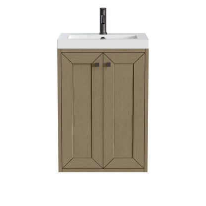 James Martin - Chianti 20" Single Vanity, Walnut Whisper, Matte Black, w/ White Glossy Composite Stone Top - 533V20WLWMBKWG view 2