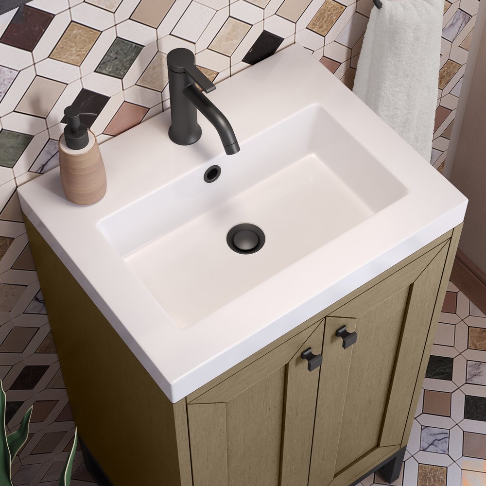 James Martin - Chianti 20" Single Vanity, Walnut Whisper, Matte Black, w/ White Glossy Composite Stone Top - 533V20WLWMBKWG view 12
