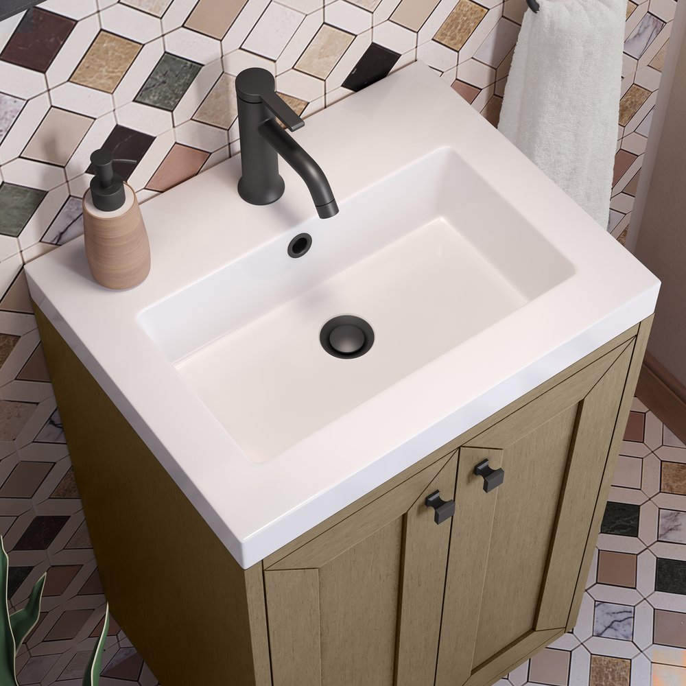 James Martin - Chianti 20" Single Vanity, Walnut Whisper, Matte Black, w/ White Glossy Composite Stone Top - 533V20WLWMBKWG view 13