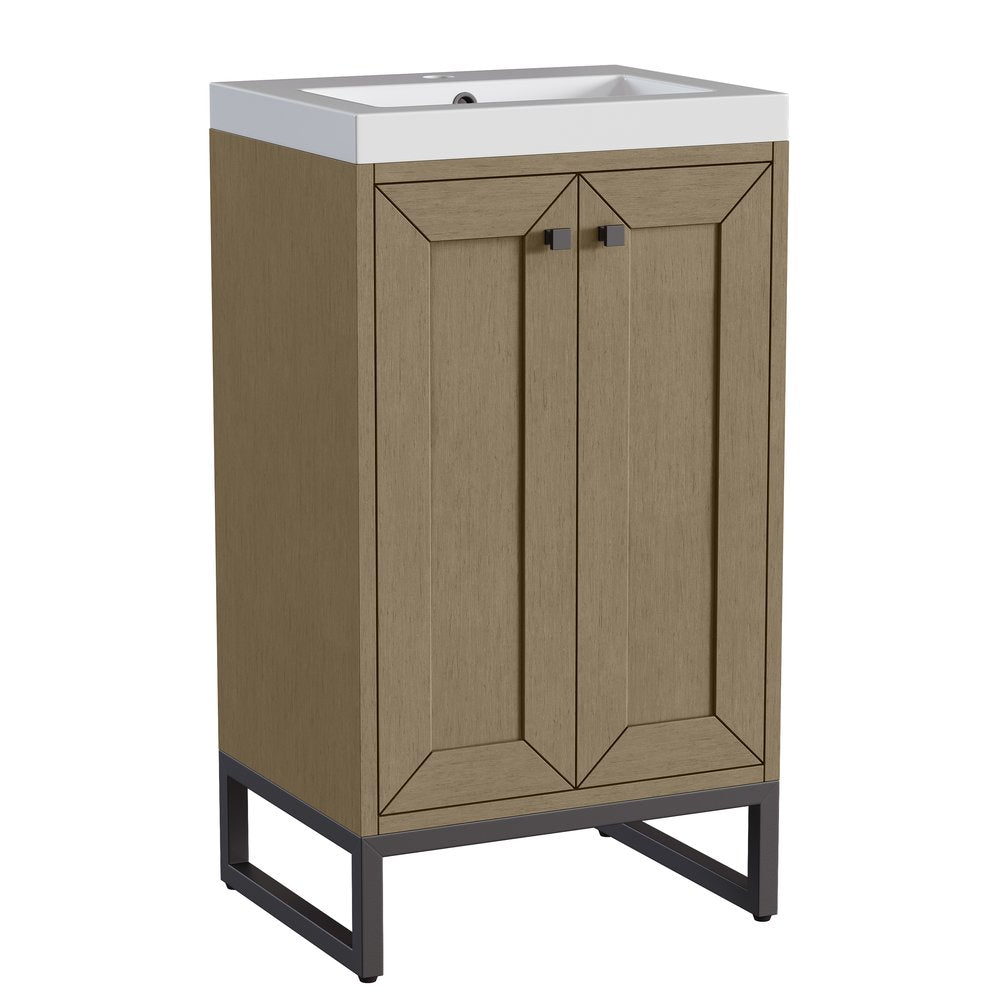 James Martin - Chianti 20" Single Vanity, Walnut Whisper, Matte Black, w/ White Glossy Composite Stone Top - 533V20WLWMBKWG view 18