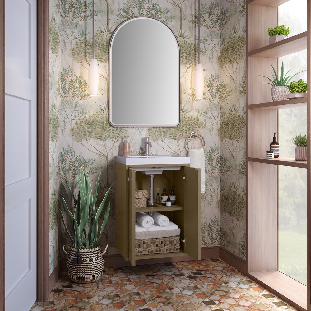James Martin - Chianti 20" Single Vanity, Walnut Whisper w/ White Glossy Composite Stone Top - 533V20WLWLWG view 7
