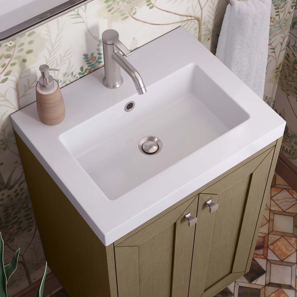 James Martin - Chianti 20" Single Vanity, Walnut Whisper w/ White Glossy Composite Stone Top - 533V20WLWLWG view 9