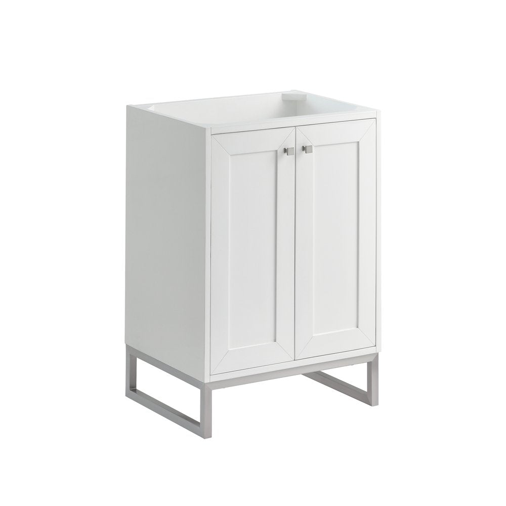 James Martin - Chianti 24" Single Cabinet, Glossy White, Brushed Nickel - 533-V24-GW-BNK view 1