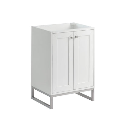 James Martin - Chianti 24" Single Cabinet, Glossy White, Brushed Nickel - 533-V24-GW-BNK view 1