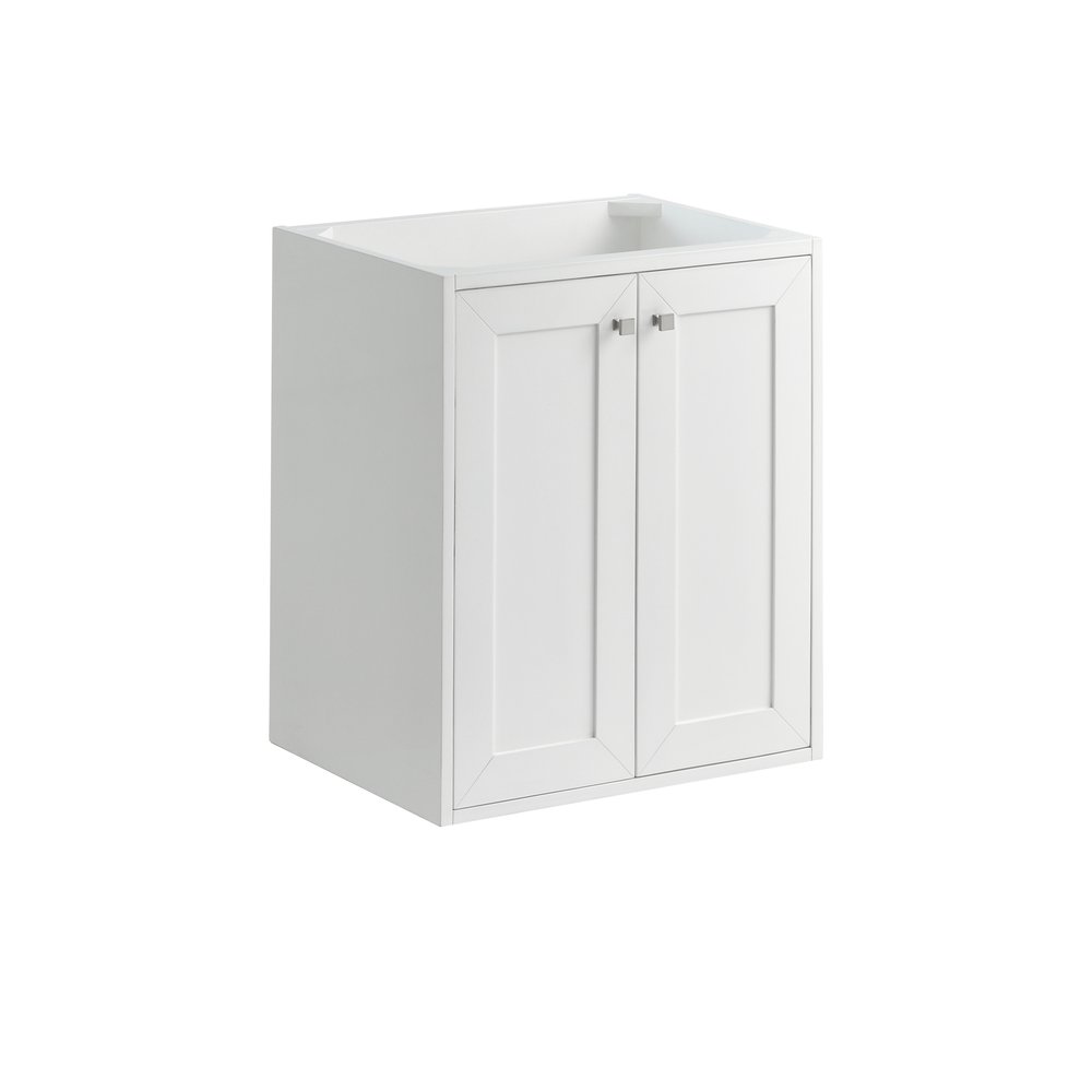 James Martin - Chianti 24" Single Cabinet, Glossy White, Brushed Nickel - 533-V24-GW-BNK view 2