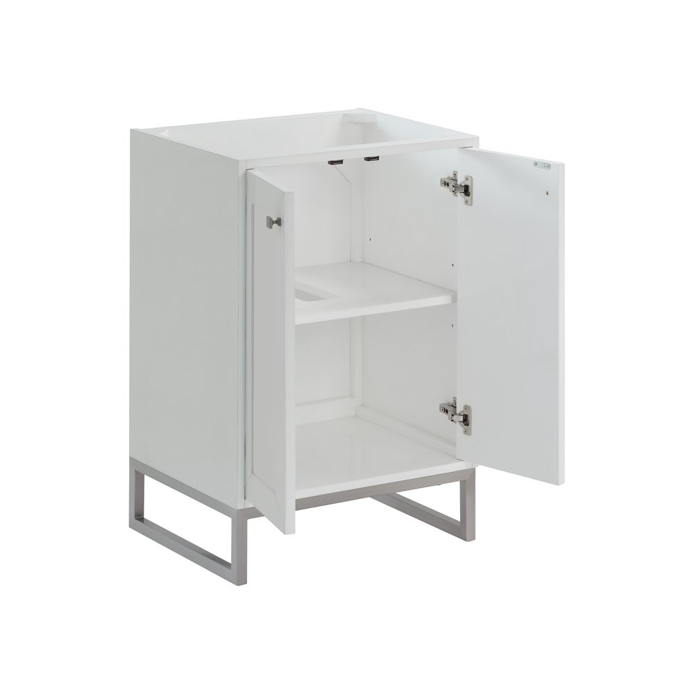 James Martin - Chianti 24" Single Cabinet, Glossy White, Brushed Nickel - 533-V24-GW-BNK view 3
