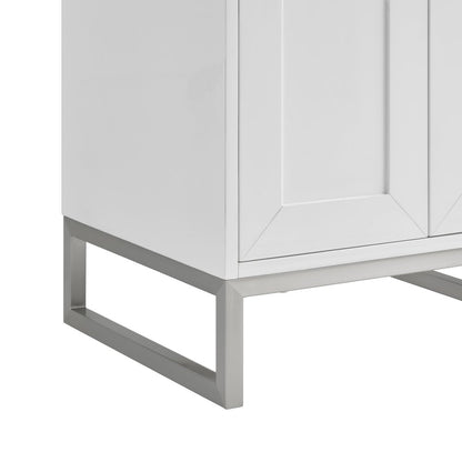James Martin - Chianti 24" Single Cabinet, Glossy White, Brushed Nickel - 533-V24-GW-BNK view 8