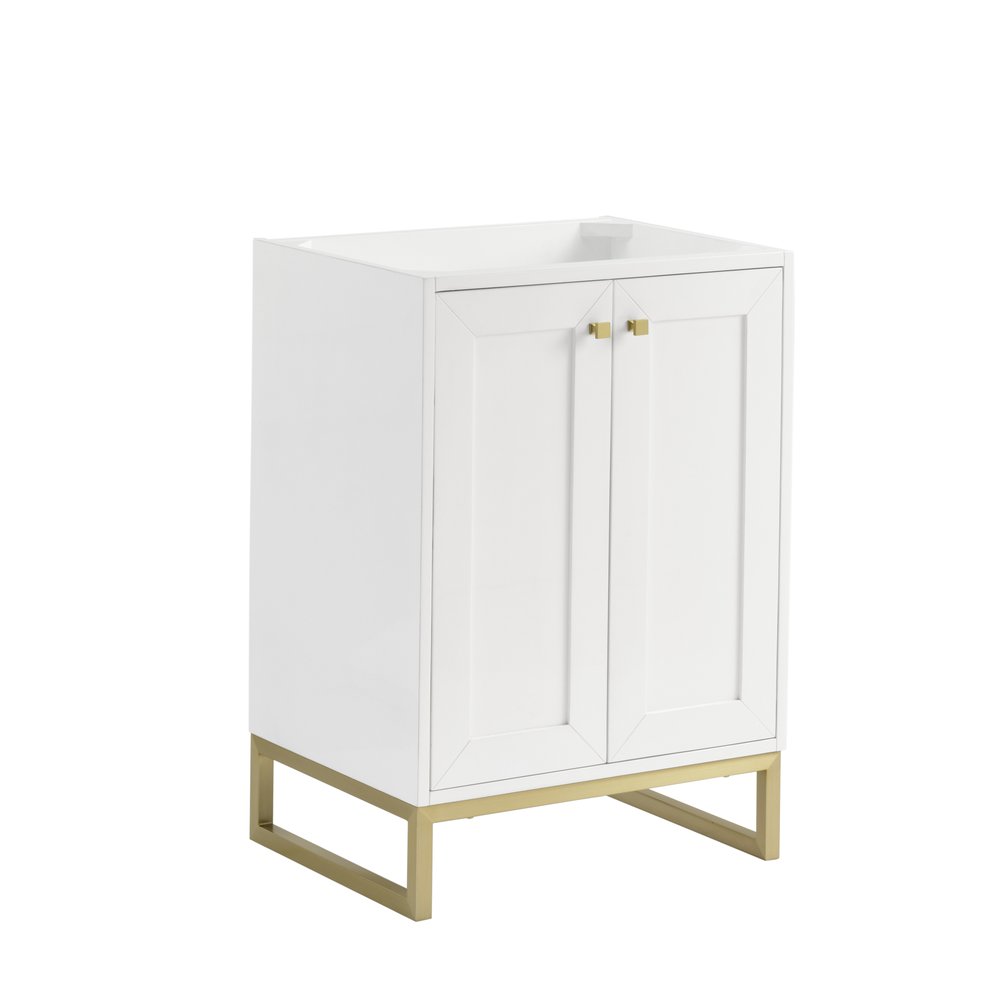 James Martin - Chianti 24" Single Cabinet, Glossy White, Champagne Brass - 533-V24-GW-CB view 1