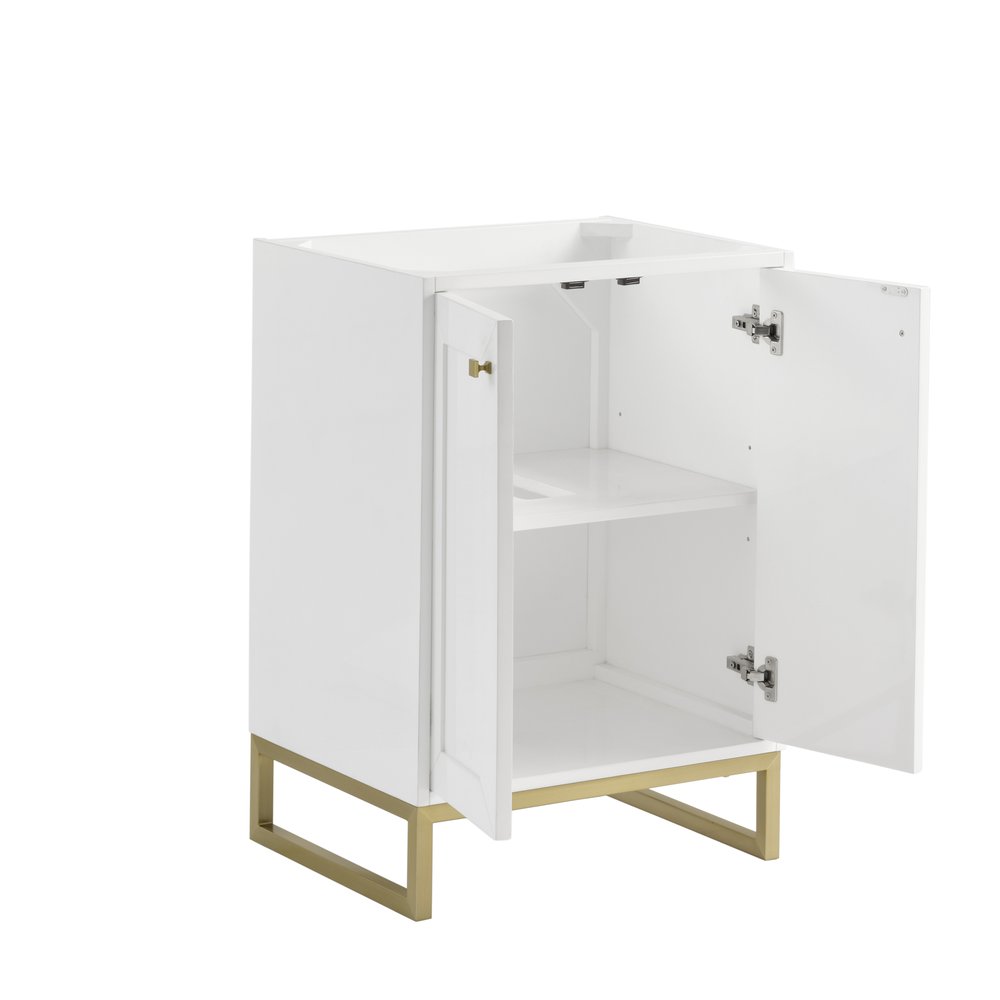 James Martin - Chianti 24" Single Cabinet, Glossy White, Champagne Brass - 533-V24-GW-CB view 4