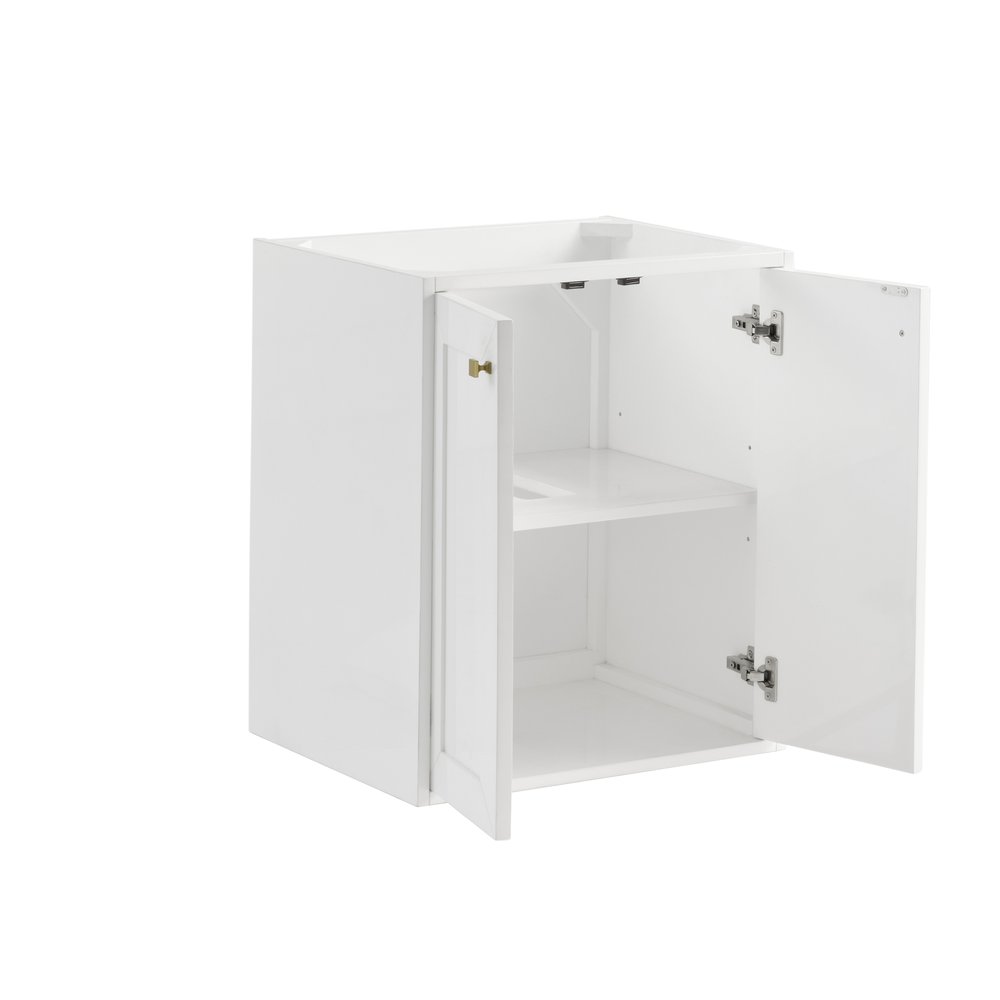 James Martin - Chianti 24" Single Cabinet, Glossy White, Champagne Brass - 533-V24-GW-CB view 5