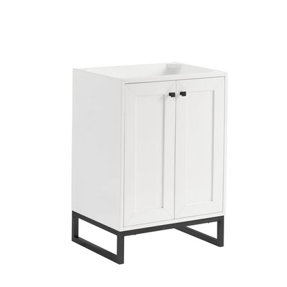 James Martin - Chianti 24" Single Cabinet, Glossy White, Matte Black - 533-V24-GW-MBK view 1