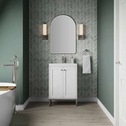 James Martin - Chianti 24" Single Vanity, Glossy White, Brushed Nickel, w/ White Glossy Composite Stone Top - 533V24GWBNKWG view 7